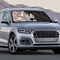 Brown and Black Hawaii Shark Tattoo Auto Sun Shade Puakenikeni Lei Plumeria Polynesian Pattern - Polynesian Pride