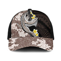 Brown and Black Hawaii Shark Tattoo Baseball Net Cap Puakenikeni Lei Plumeria Polynesian Pattern LT14 One Size Black Black - Polynesian Pride