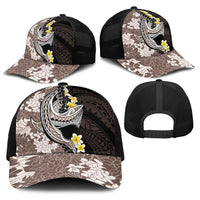 Brown and Black Hawaii Shark Tattoo Baseball Net Cap Puakenikeni Lei Plumeria Polynesian Pattern LT14 - Polynesian Pride
