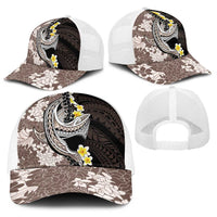 Brown and Black Hawaii Shark Tattoo Baseball Net Cap Puakenikeni Lei Plumeria Polynesian Pattern LT14 - Polynesian Pride