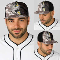Brown and Black Hawaii Shark Tattoo Baseball Net Cap Puakenikeni Lei Plumeria Polynesian Pattern LT14 - Polynesian Pride