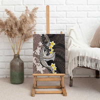 Brown and Black Hawaii Shark Tattoo Canvas Wall Art Puakenikeni Lei Plumeria Polynesian Pattern - Polynesian Pride