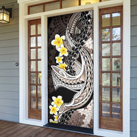 Brown and Black Hawaii Shark Tattoo Door Cover Puakenikeni Lei Plumeria Polynesian Pattern - Polynesian Pride