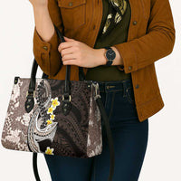 Brown and Black Hawaii Shark Tattoo Leather Bag Puakenikeni Lei Plumeria Polynesian Pattern - Polynesian Pride