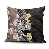 Brown and Black Hawaii Shark Tattoo Pillow Cover Puakenikeni Lei Plumeria Polynesian Pattern - Polynesian Pride
