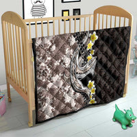 Brown and Black Hawaii Shark Tattoo Quilt Puakenikeni Lei Plumeria Polynesian Pattern - Polynesian Pride