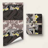 Brown and Black Hawaii Shark Tattoo Wrapping Paper Puakenikeni Lei Plumeria Polynesian Pattern - Polynesian Pride