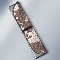 Brown and White Hawaii Shark Tattoo Auto Sun Shade Puakenikeni Lei Plumeria Polynesian Pattern - Polynesian Pride