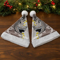 Brown and White Hawaii Shark Tattoo Christmas Santa Hat Puakenikeni Lei Plumeria Polynesian Pattern - Polynesian Pride