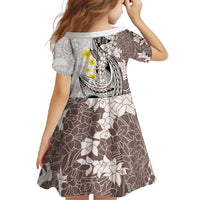 Brown and White Hawaii Shark Tattoo Family Matching Tank Maxi Dress and Hawaiian Shirt Puakenikeni Lei Plumeria Polynesian Pattern - Polynesian Pride