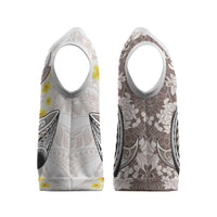 Brown and White Hawaii Shark Tattoo Christmas Knitted V-Neck Vest Puakenikeni Lei Plumeria Polynesian Pattern - Polynesian Pride