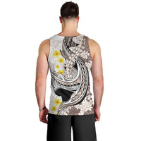 Brown and White Hawaii Shark Tattoo Men Tank Top Puakenikeni Lei Plumeria Polynesian Pattern LT14 - Polynesian Pride