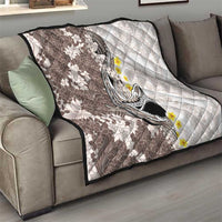 Brown and White Hawaii Shark Tattoo Quilt Puakenikeni Lei Plumeria Polynesian Pattern - Polynesian Pride