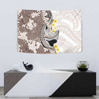 Brown and White Hawaii Shark Tattoo Tapestry Puakenikeni Lei Plumeria Polynesian Pattern - Polynesian Pride