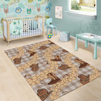 Khaki Palaka Hawaii Cowboy Area Rug Puakenikeni Lei Paniolo Papale Seamless Vibes - Polynesian Pride