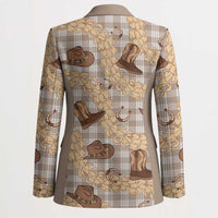 Khaki Palaka Hawaii Cowboy Blazer Puakenikeni Lei Paniolo Papale Seamless Vibes - Polynesian Pride