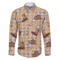 Khaki Palaka Hawaii Cowboy Family Matching Long Sleeve Bodycon Dress and Hawaiian Shirt Puakenikeni Lei Paniolo Papale Seamless Vibes - Polynesian Pride