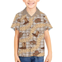 Khaki Palaka Hawaii Cowboy Family Matching Long Sleeve Bodycon Dress and Hawaiian Shirt Puakenikeni Lei Paniolo Papale Seamless Vibes - Polynesian Pride