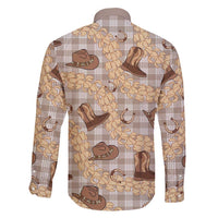 Khaki Palaka Hawaii Cowboy Family Matching Mermaid Dress and Hawaiian Shirt Puakenikeni Lei Paniolo Papale Seamless Vibes - Polynesian Pride