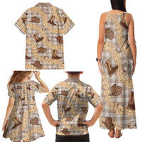 Khaki Palaka Hawaii Cowboy Family Matching Tank Maxi Dress and Hawaiian Shirt Puakenikeni Lei Paniolo Papale Seamless Vibes - Polynesian Pride