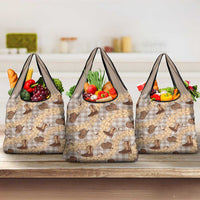 Khaki Palaka Hawaii Cowboy Grocery Bag Puakenikeni Lei Paniolo Papale Seamless Vibes - Polynesian Pride