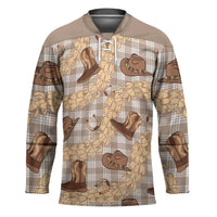 Khaki Palaka Hawaii Cowboy Hockey Jersey Puakenikeni Lei Paniolo Papale Seamless Vibes - Polynesian Pride