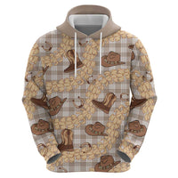 Khaki Palaka Hawaii Cowboy Hoodie Puakenikeni Lei Paniolo Papale Seamless Vibes - Polynesian Pride
