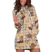 Khaki Palaka Hawaii Cowboy Hoodie Dress Puakenikeni Lei Paniolo Papale Seamless Vibes - Polynesian Pride