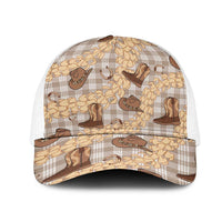 Khaki Palaka Hawaii Cowboy Mesh Trucker Cap Puakenikeni Lei Paniolo Papale Seamless Vibes LT14 One Size White Khaki - Polynesian Pride