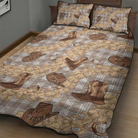 Khaki Palaka Hawaii Cowboy Quilt Bed Set Puakenikeni Lei Paniolo Papale Seamless Vibes - Polynesian Pride