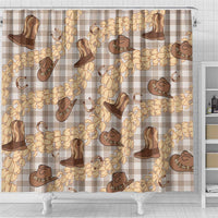 Khaki Palaka Hawaii Cowboy Shower Curtain Puakenikeni Lei Paniolo Papale Seamless Vibes - Polynesian Pride