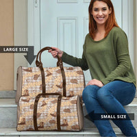 Khaki Palaka Hawaii Cowboy Travel Bag Puakenikeni Lei Paniolo Papale Seamless Vibes - Polynesian Pride