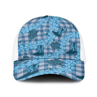 Cyan Palaka Hawaii Cowboy Baseball Net Cap Puakenikeni Lei Paniolo Papale Seamless Vibes LT14 One Size White Cyan - Polynesian Pride