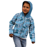 Cyan Palaka Hawaii Cowboy Kid Hoodie Puakenikeni Lei Paniolo Papale Seamless Vibes - Polynesian Pride