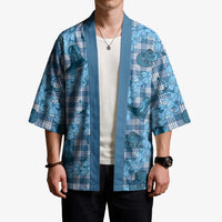 Cyan Palaka Hawaii Cowboy Kimono Puakenikeni Lei Paniolo Papale Seamless Vibes - Polynesian Pride