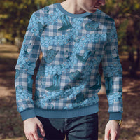 Cyan Palaka Hawaii Cowboy Ugly Christmas Sweater Puakenikeni Lei Paniolo Papale Seamless Vibes - Polynesian Pride