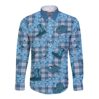 Cyan Palaka Hawaii Cowboy Long Sleeve Button Shirt Puakenikeni Lei Paniolo Papale Seamless Vibes - Polynesian Pride