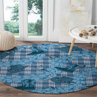 Cyan Palaka Hawaii Cowboy Round Carpet Puakenikeni Lei Paniolo Papale Seamless Vibes - Polynesian Pride