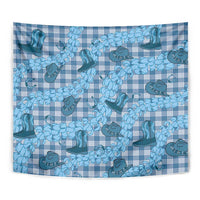 Cyan Palaka Hawaii Cowboy Tapestry Puakenikeni Lei Paniolo Papale Seamless Vibes - Polynesian Pride