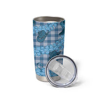 Cyan Palaka Hawaii Cowboy Tumbler Cup Puakenikeni Lei Paniolo Papale Seamless Vibes - Polynesian Pride