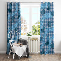 Cyan Palaka Hawaii Cowboy Window Curtain Puakenikeni Lei Paniolo Papale Seamless Vibes - Polynesian Pride