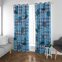 Cyan Palaka Hawaii Cowboy Window Curtain Puakenikeni Lei Paniolo Papale Seamless Vibes - Polynesian Pride