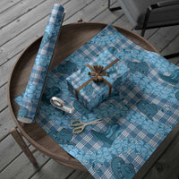 Cyan Palaka Hawaii Cowboy Wrapping Paper Puakenikeni Lei Paniolo Papale Seamless Vibes - Polynesian Pride