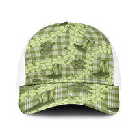 Lime Palaka Hawaii Cowboy Baseball Net Cap Puakenikeni Lei Paniolo Papale Seamless Vibes - Polynesian Pride