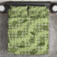 Lime Palaka Hawaii Cowboy Bedding Set Puakenikeni Lei Paniolo Papale Seamless Vibes - Polynesian Pride