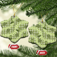 Lime Palaka Hawaii Cowboy Ceramic Ornament Puakenikeni Lei Paniolo Papale Seamless Vibes - Polynesian Pride