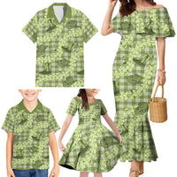 Lime Palaka Hawaii Cowboy Family Matching Mermaid Dress and Hawaiian Shirt Puakenikeni Lei Paniolo Papale Seamless Vibes - Polynesian Pride