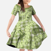 Lime Palaka Hawaii Cowboy Family Matching Off The Shoulder Long Sleeve Dress and Hawaiian Shirt Puakenikeni Lei Paniolo Papale Seamless Vibes - Polynesian Pride