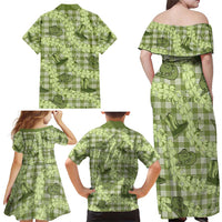 Lime Palaka Hawaii Cowboy Family Matching Off Shoulder Maxi Dress and Hawaiian Shirt Puakenikeni Lei Paniolo Papale Seamless Vibes - Polynesian Pride