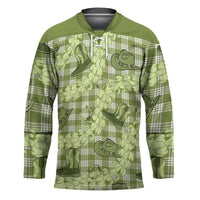 Lime Palaka Hawaii Cowboy Hockey Jersey Puakenikeni Lei Paniolo Papale Seamless Vibes - Polynesian Pride